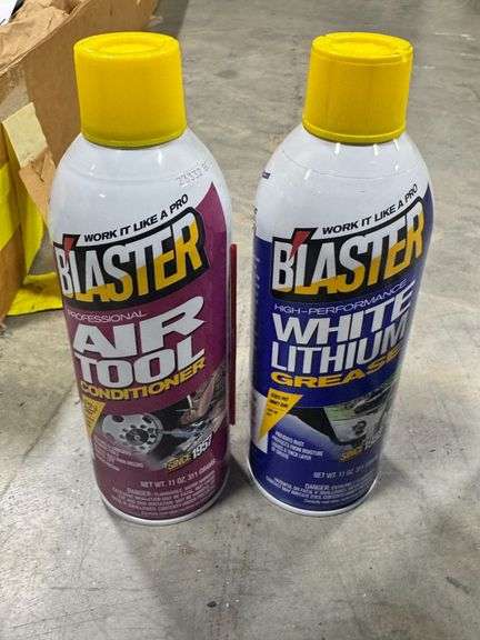 Blaster White Lithium Grease (Partial Case) and Blaster Air Tool Conditioner (Full Case) image