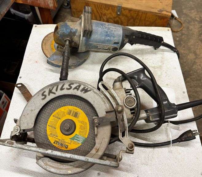 Skilsaw Model 825 8¼-Inch Circular Saw and Makita 180mm Disc Grinder With DeWalt Abrasive Blade image