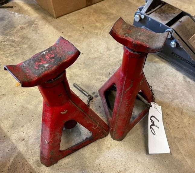 Pair of Heavy-Duty Red Steel Jack Stands image