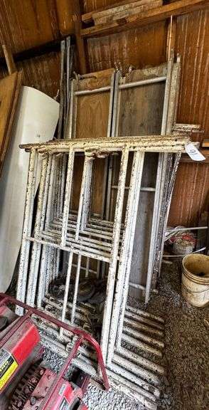 Grouping of Scaffolding Components Including Frames and Werner 7-Foot Aluma-Planks image