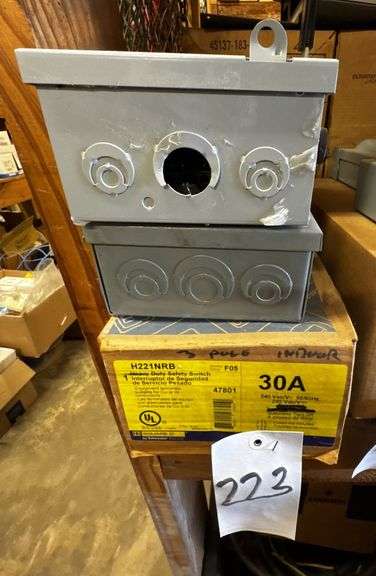 THREE – Heavy Duty Safety Switches, including a boxed Square D H221NRB 30A image