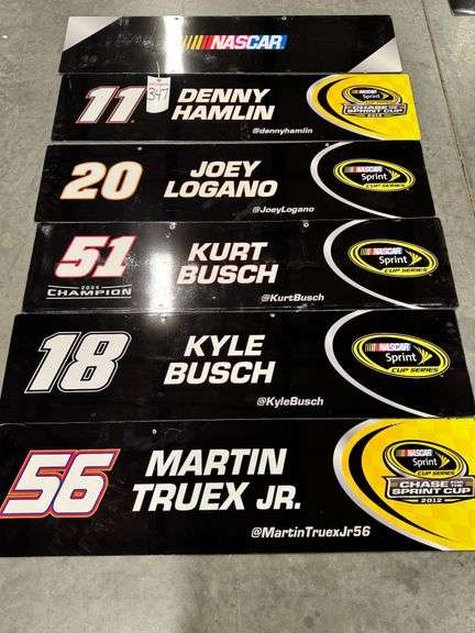 (6) Pit Road Garage Signs - Denny Hamlin, Joey Logano, Kurt Busch, Kyle Busch, Martin Truex Jr., NASCAR image