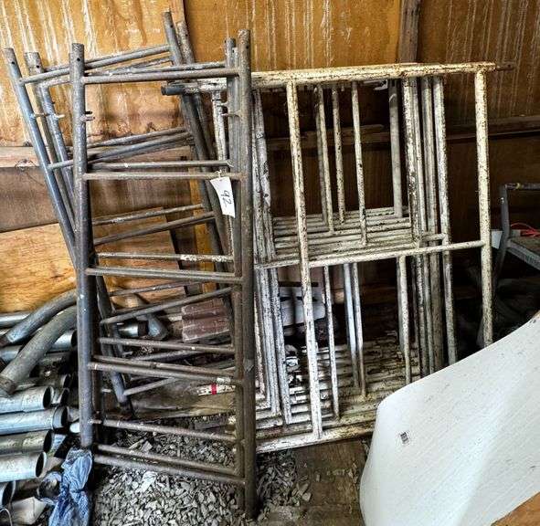 Grouping of Metal Scaffolding Frames and Cross Braces image