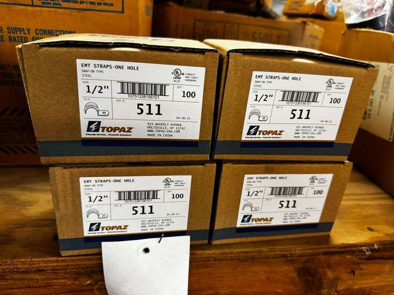Four Boxes of Topaz EMT Straps One Hole Steel 1/2 Inch Size Model 511 image