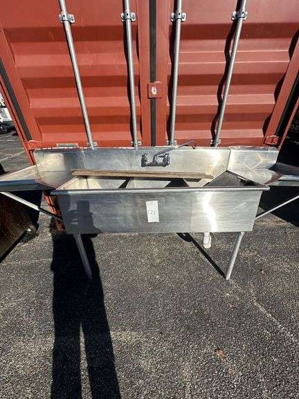 Stainless Steel Three Sink Washing Station image