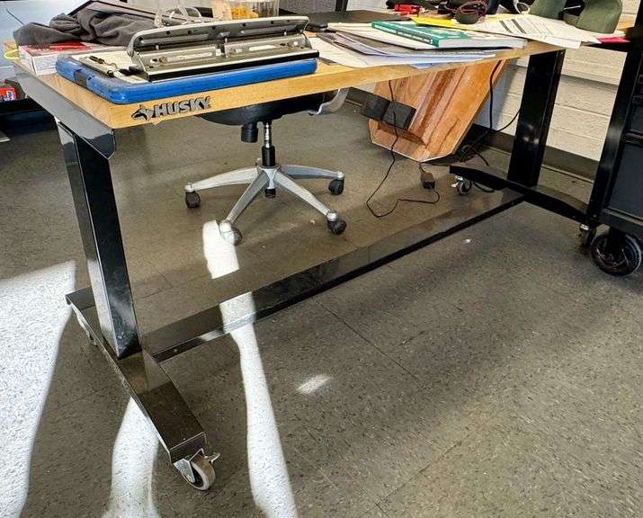 Husky 52 In. by 24 In. Adjustable Height Solid Wood Top Workbench image