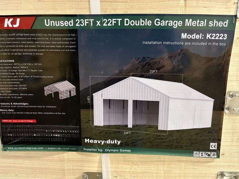 K2223 22' x 23' Double Garage Metal Shed Kit image