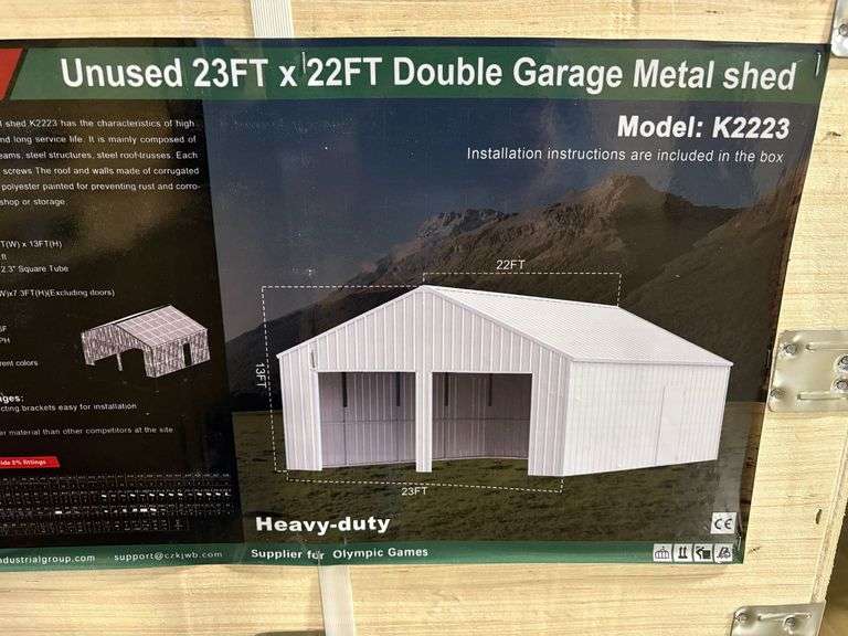 K2223 22' x 23' Double Garage Metal Shed Kit image