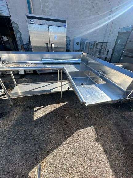 Stainless Steel L Shaped Table With Sink image