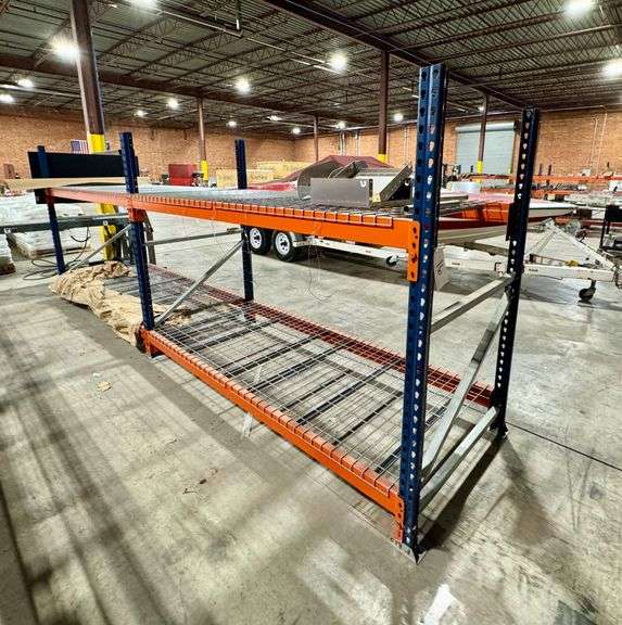Industrial Warehouse Pallet Racking System with 6 Uprights and 8 Beams with Wire Decks image