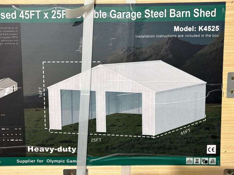 K4525 45' x 25' Double Garage Steel Barn Shed Kit image