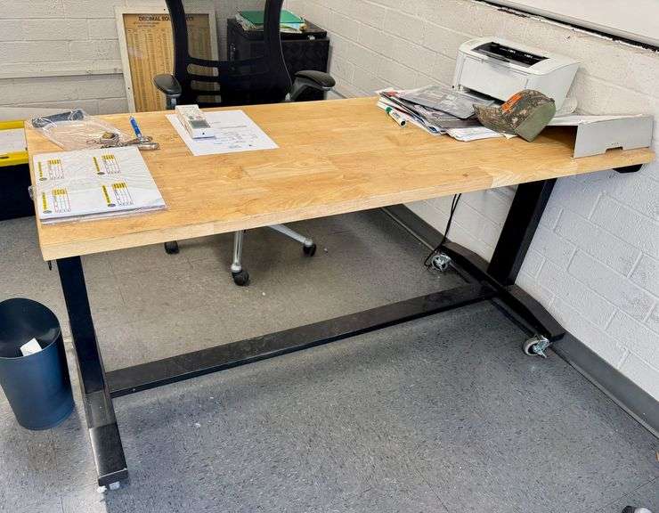 Husky 52 In. by 24 In. Adjustable Height Solid Wood Top Workbench image