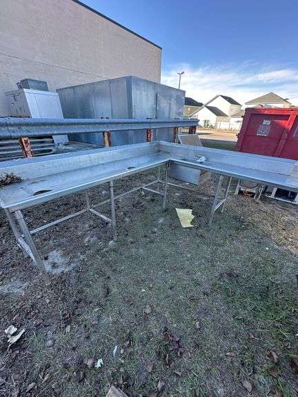 Stainless Steel L Shaped Table With Sink image