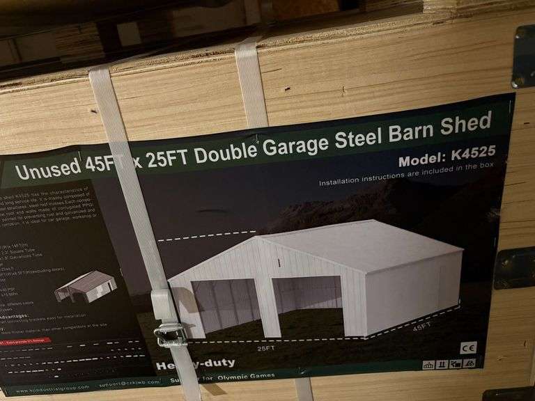 K4525 45' x 25'  Double Garage Steel Barn Shed Kit image