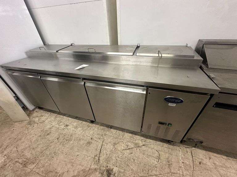 Entree Stainless Steel Prep Table w/Refrigerator Storage image