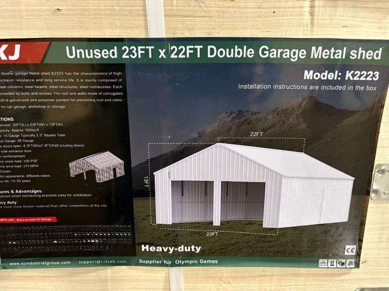 K2223 22' x 23' Double Garage Metal Shed Kit image
