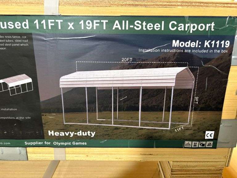 K1119 11' x 19' Single Steel Carport Kit image