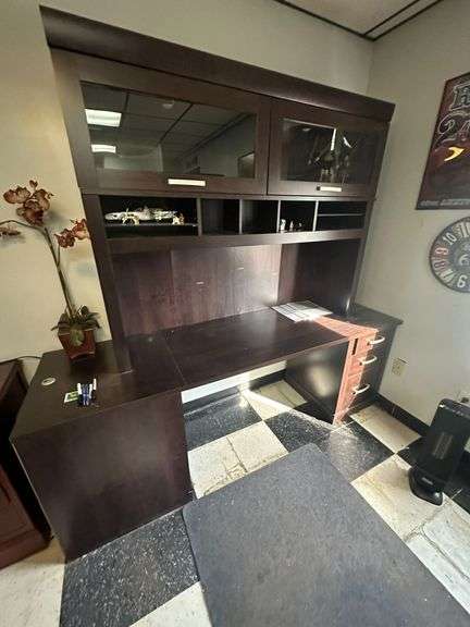 Wood Desk and Credenza