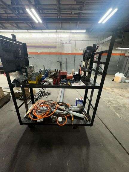 Metal Cart and Contents