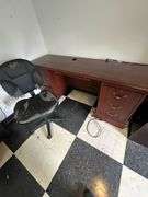 Wood Desk and Credenza