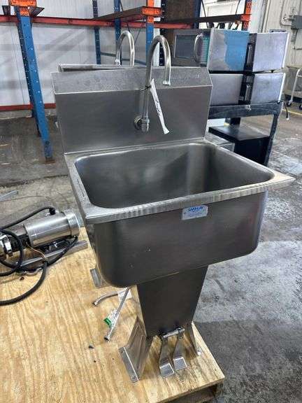 Two Stainless Pedal Operated Hand Wash Sinks
