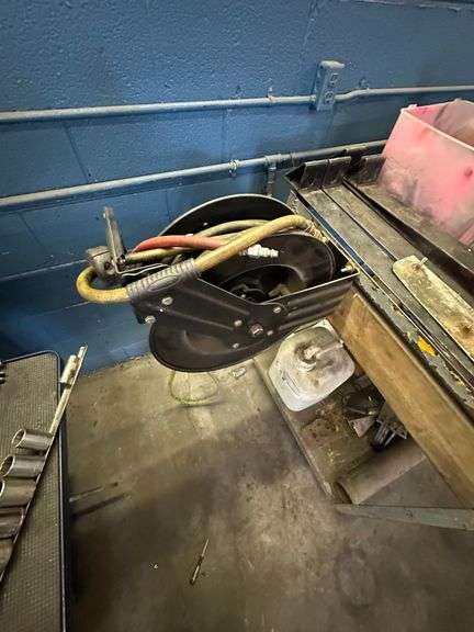 Air Compressor Spooler Work Bench w/ Contents