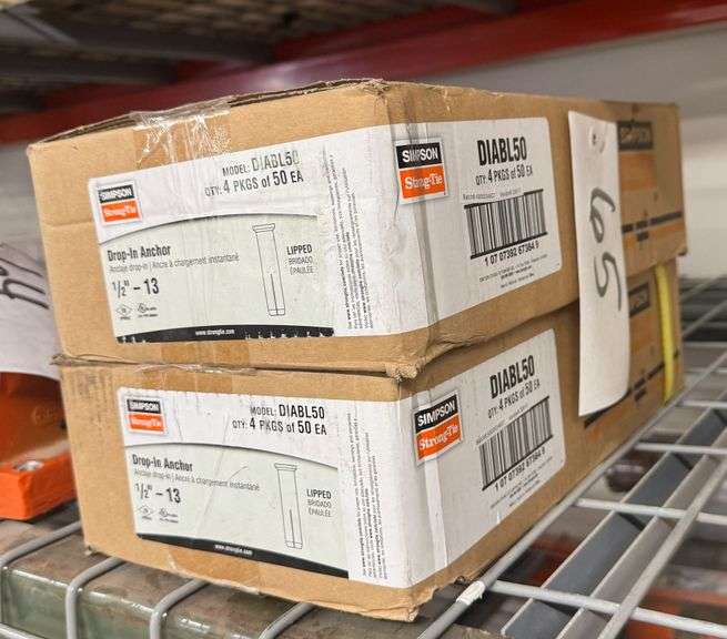 Two New Boxes of Simpson Drop-in Anchors, 1/2 inch (400 Total)