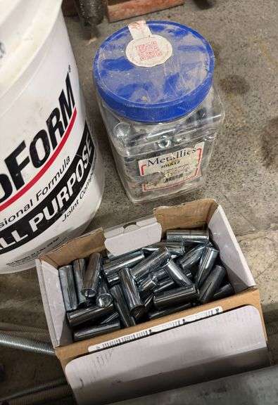 LARGE HARDWARE LOT: ANCHORS, STUDS, PLATES, MOUNTS