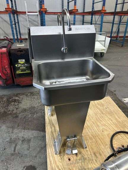 Two Stainless Pedal Operated Hand Wash Sinks