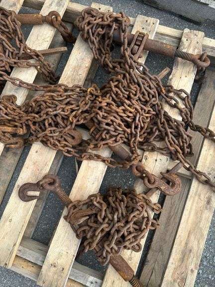 Lot of 4 Sets of Freight Chains & Binders