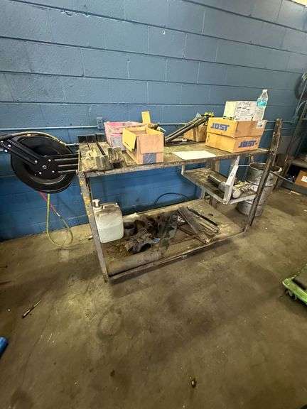 Air Compressor Spooler Work Bench w/ Contents