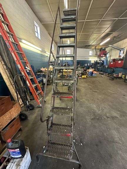 12 Step Rolling Safety Ladder w/ 10" Top Step