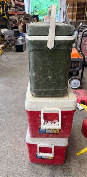 Grouping of Three IGLOO Coolers