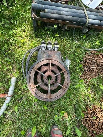 Lot of Antique Grill Parts and Milwaukee Tool Box