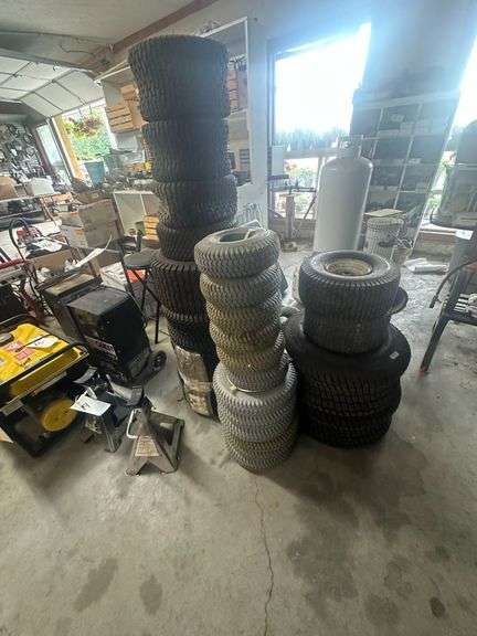 Lot of Assorted New & Used Mower Tires