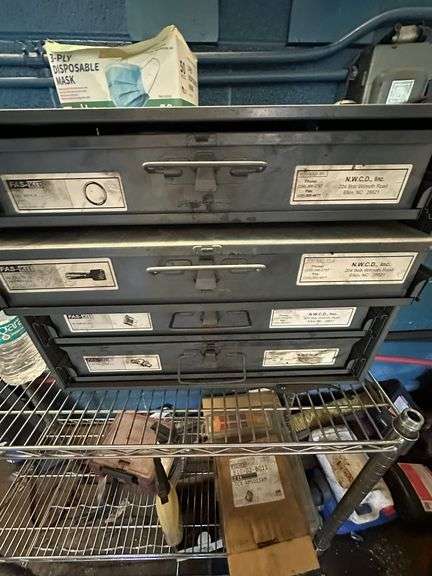 Wire Shop Rack w/ Contents & Wall Peg Storage Contents