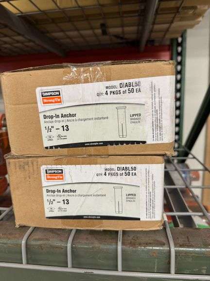 Two New Boxes of Simpson Drop-in Anchors, 1/2 inch (400 Total)