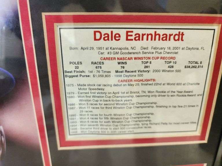 11"x14" Dale Earnhardt Photo and Stat Card