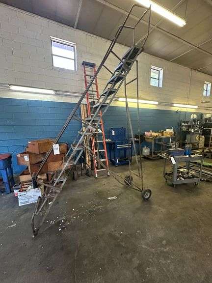 12 Step Rolling Safety Ladder w/ 10" Top Step