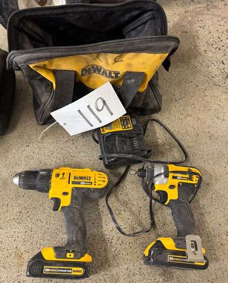 Two Dewalt 20V Max Cordless Tools With Charger And Bag
