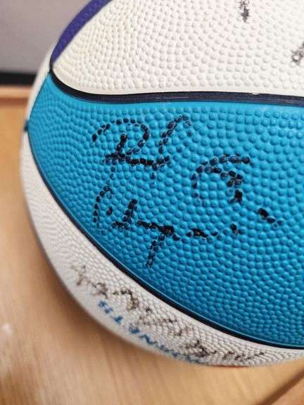 1990's Charlotte Hornets Team Signed Ball in Display Case