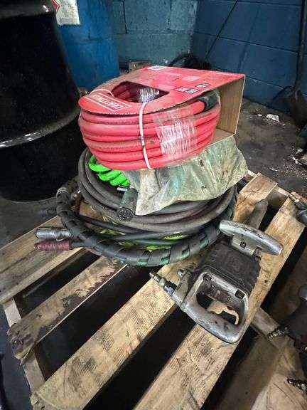 Lot of Assorted Air Drive Mechanics Tools & Air Compressor Hoses