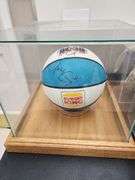 Dell Curry Autographed Charlotte Hornets Basketball in Display Case