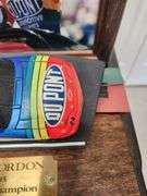 1995 Jeff Gordan Points Champion Signed Photo and 1:24 Scale Die Cast Bank Display