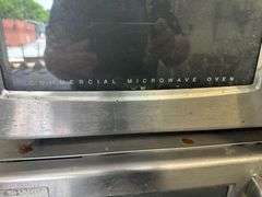 Six Commercial Microwaves on rolling cart