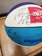 1990's Charlotte Hornets Team Signed Ball in Display Case