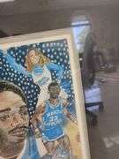 "Tar Heel Heroes" By Fritz Kling Framed and Matted Print Signed By Dean Smith and Phil Ford