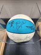 1990's Charlotte Hornets Team Signed Ball in Display Case