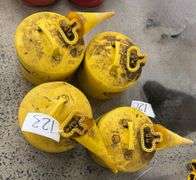 Four Yellow 5-Gallon Eagle Gas Cans