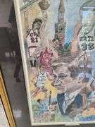 "Tar Heel Heroes" By Fritz Kling Framed and Matted Print Signed By Dean Smith and Phil Ford
